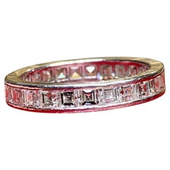 Vintage A.I.C. de CARTIER Perren, bague d'éternité en platine avec diamants sculptés, 3,75 ctw, taille 6,75