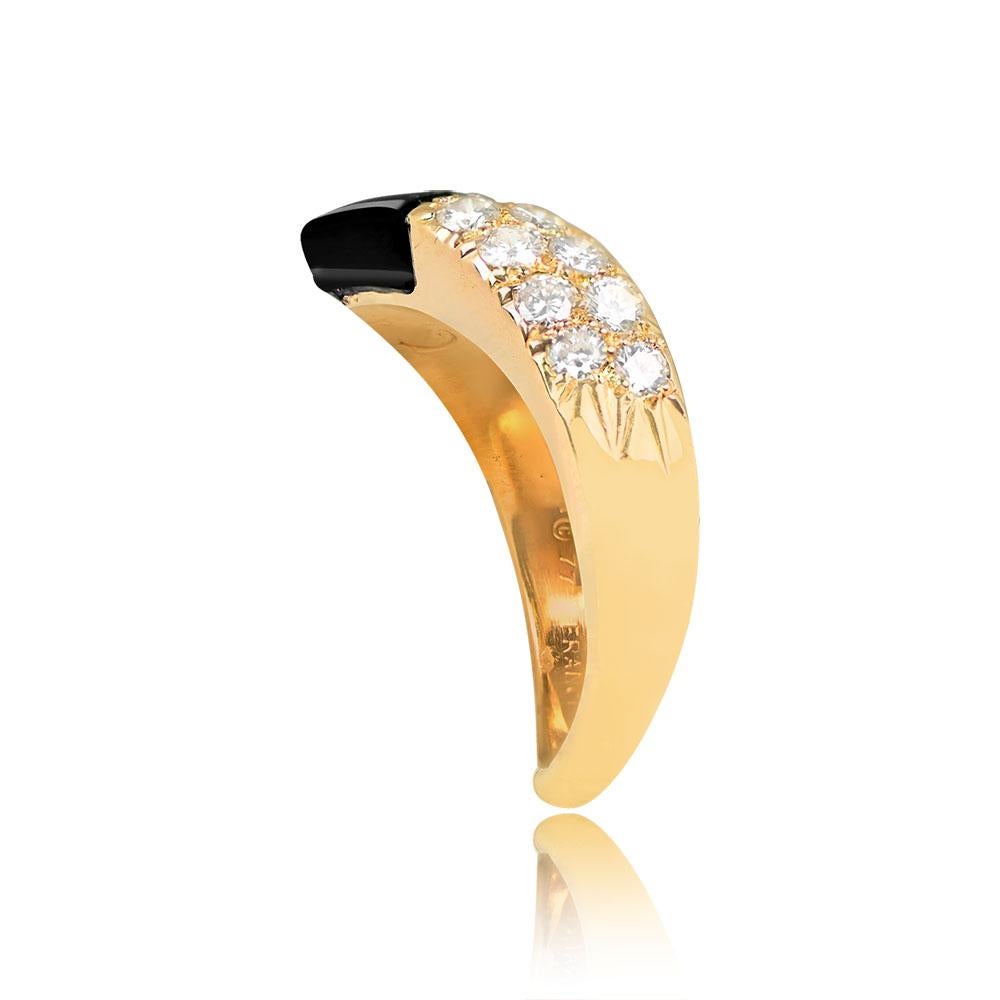 Art Deco Vintage VCA 0.52ct Diamond & Onyx Cocktail Ring, 18k Yellow Gold For Sale