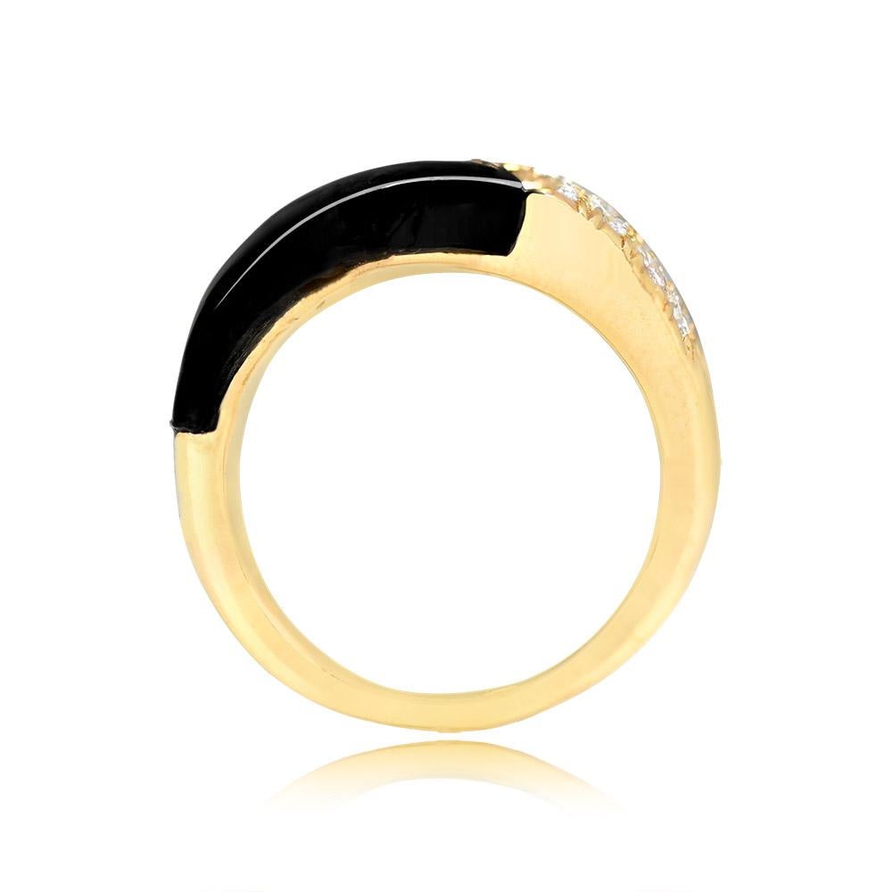 Round Cut Vintage VCA 0.52ct Diamond & Onyx Cocktail Ring, 18k Yellow Gold For Sale