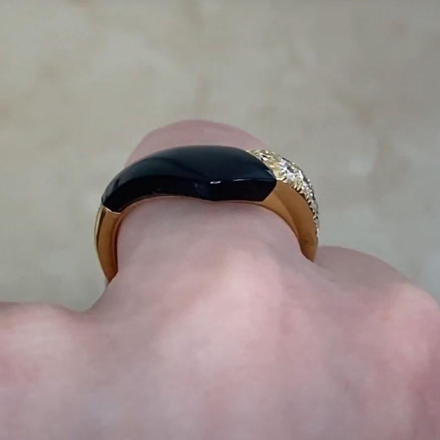 Vintage VCA 0.52ct Diamond & Onyx Cocktail Ring, 18k Yellow Gold For Sale 2
