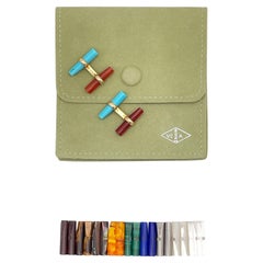 Vintage VCA 18K Auswechselbare Edelstein Bar Manschettenknöpfe