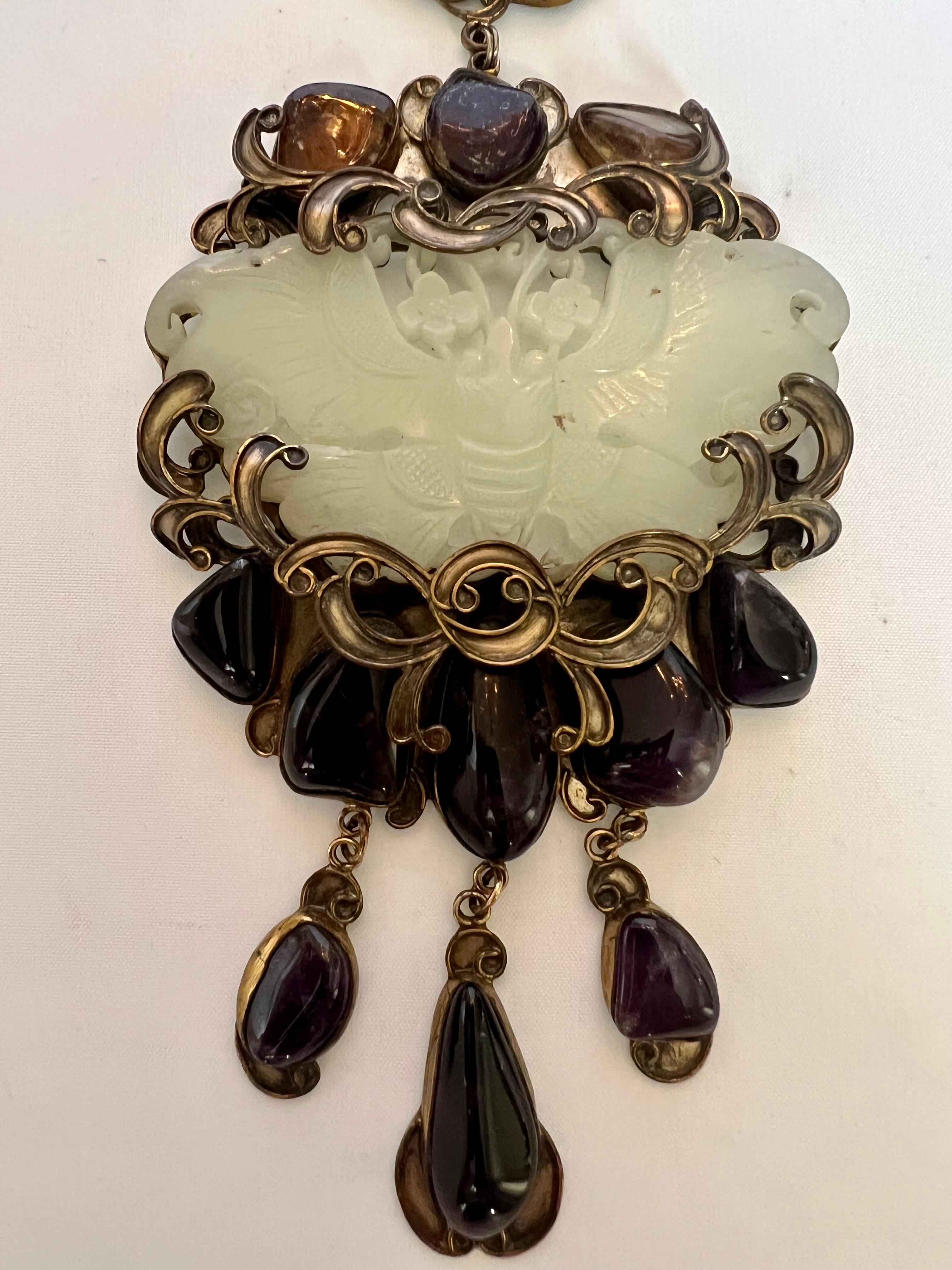 Art Nouveau Vintage Vega Maddux Amethyst Pendant Necklace 