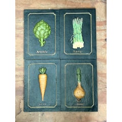Wandplaketten mit Gemüse-Relief im Vintage-Stil – 4er-Set