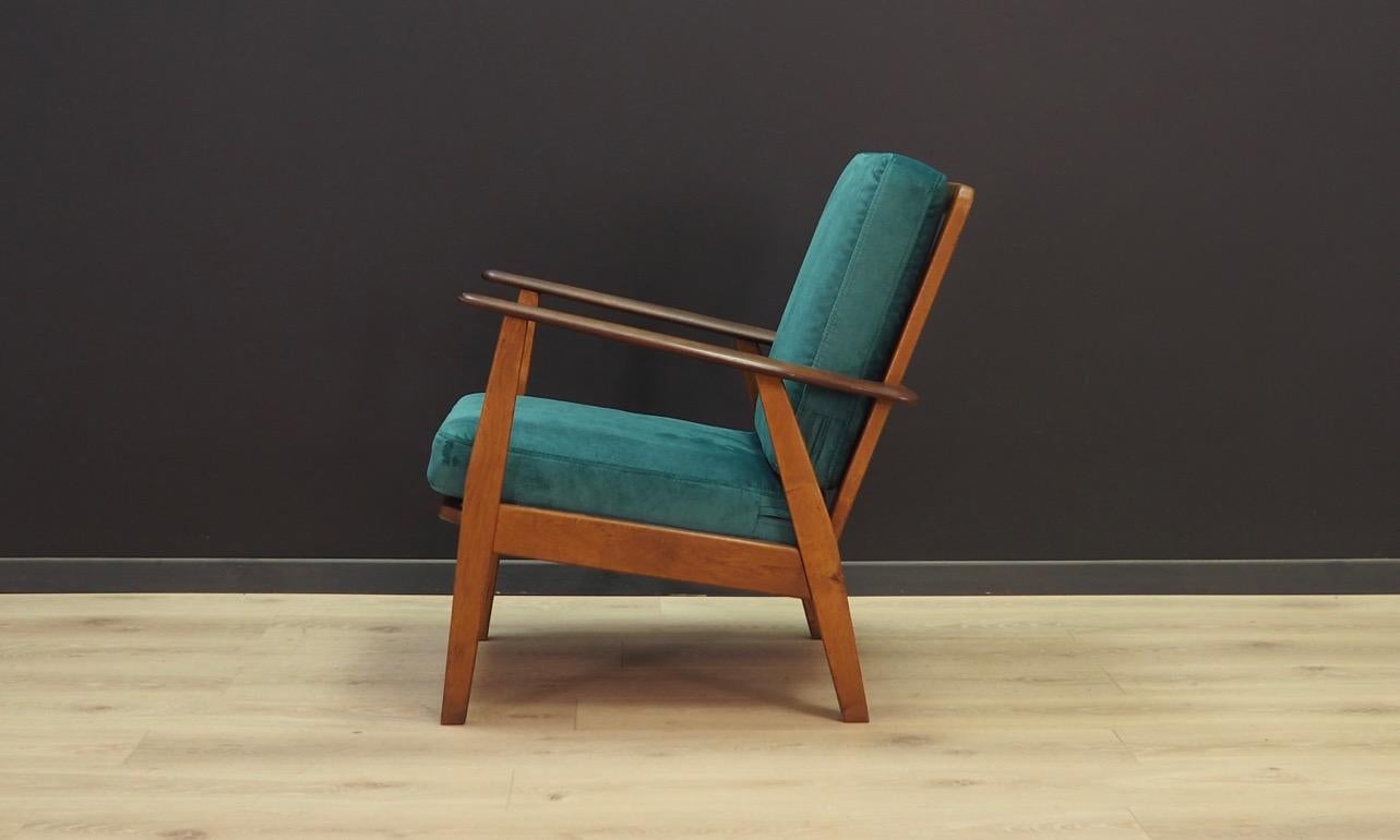 Vintage Velour Green Armchair 1960s Classic For Sale 1