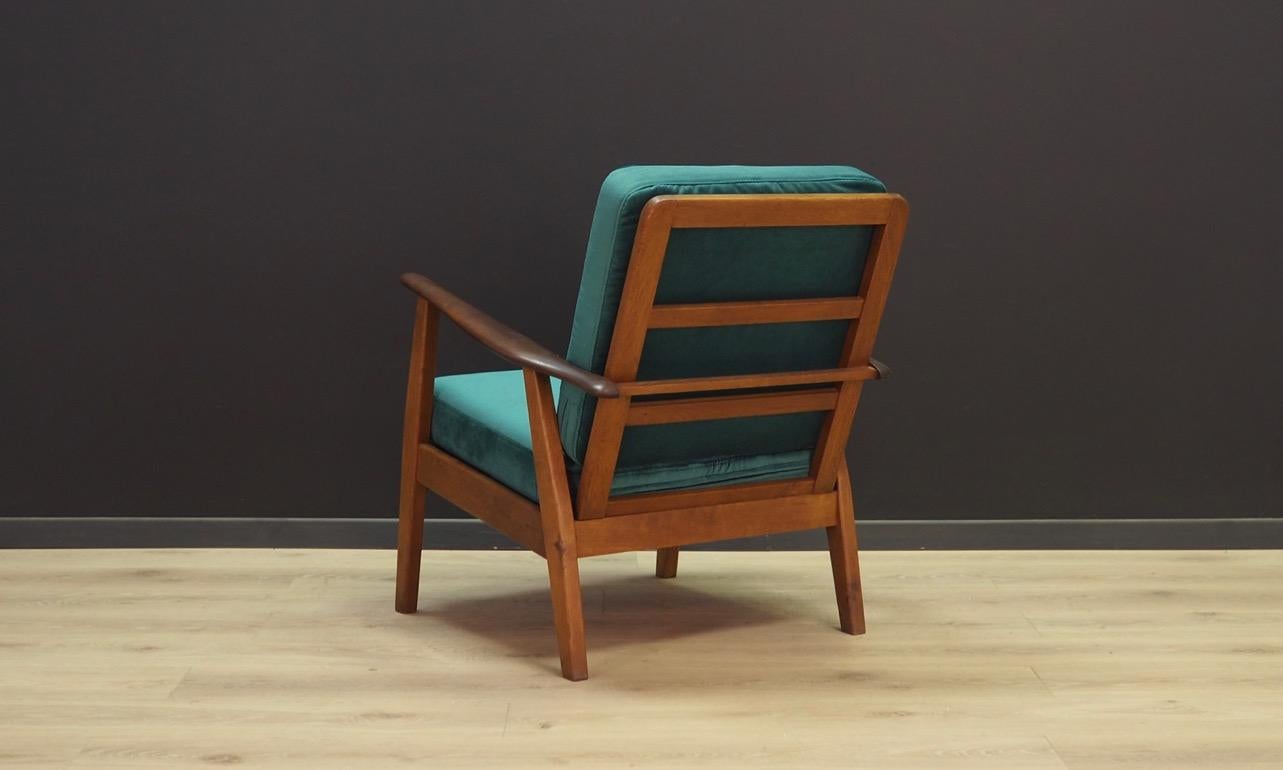 Late 20th Century Vintage Velour Green Armchair 1960s Classic For Sale