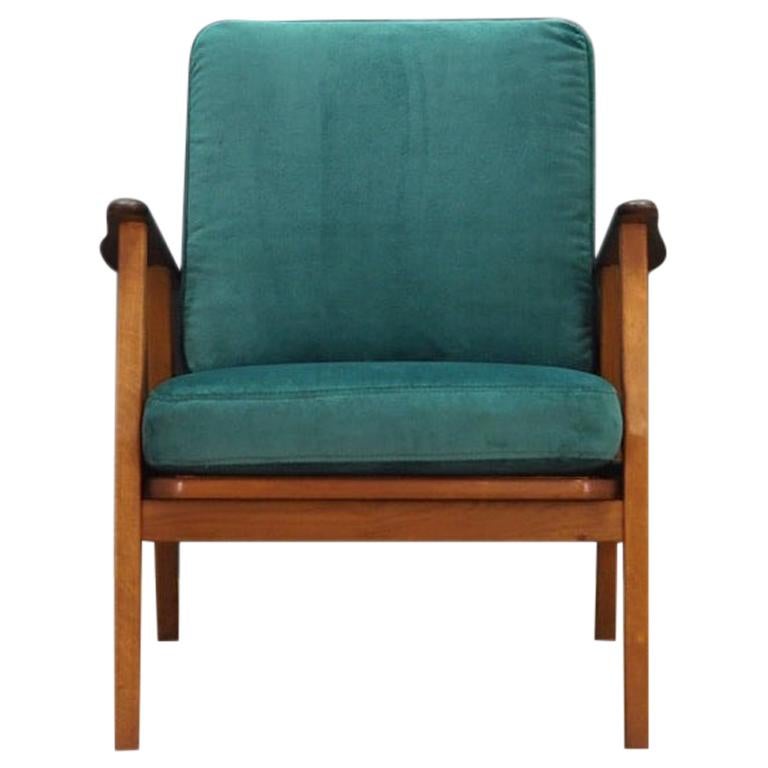 Vintage Velour Green Armchair 1960s Classic For Sale