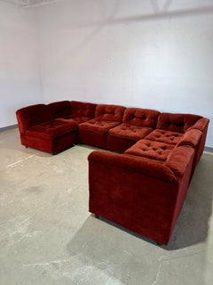Vintage Velour Modular Sectional Sofa, 7 pieces