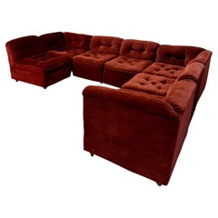 Vintage Velour Modular Sectional Sofa, 7 pieces