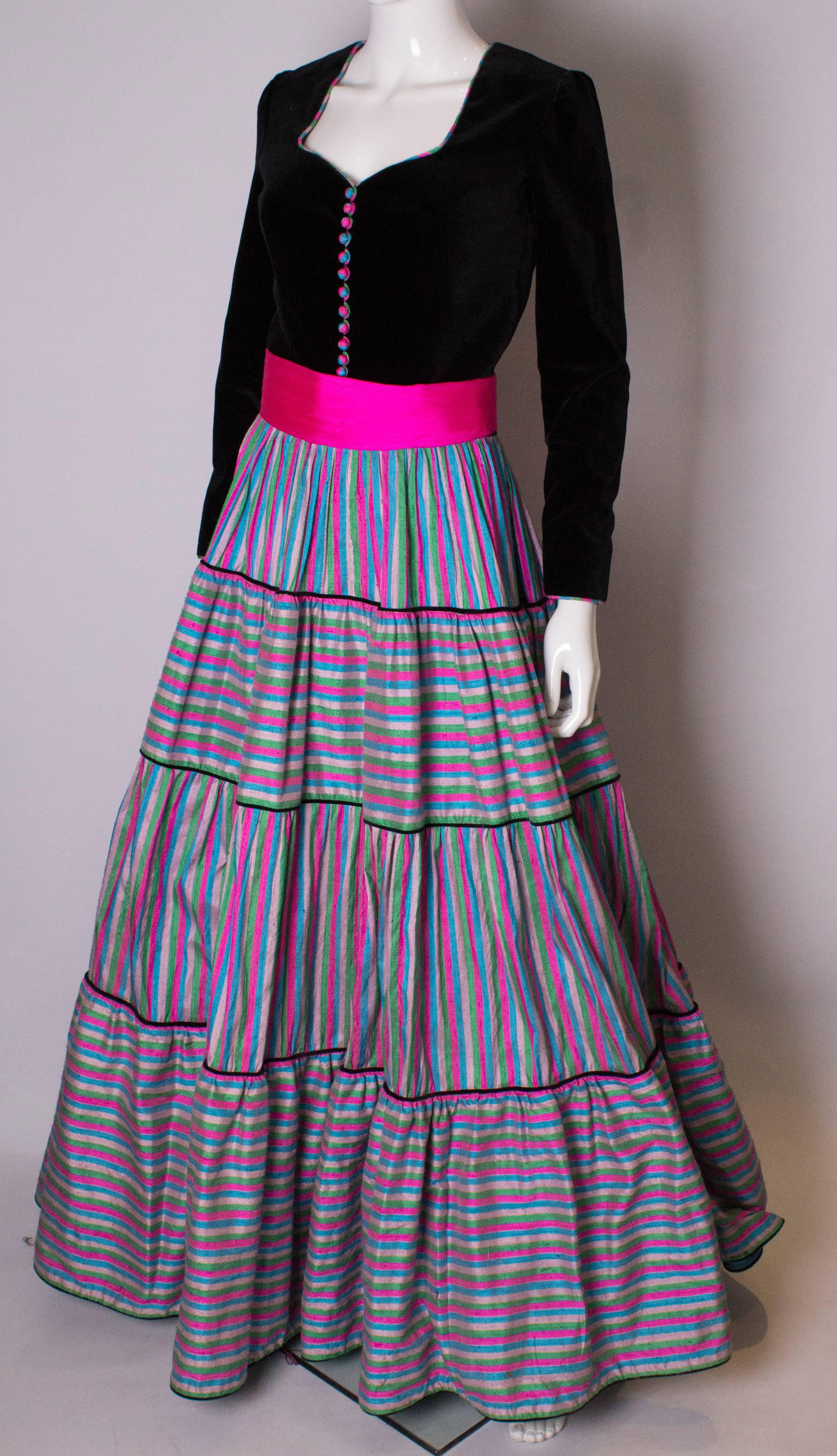 Women's Vintage Velvet and Silk Gown by Regamus London For Sale