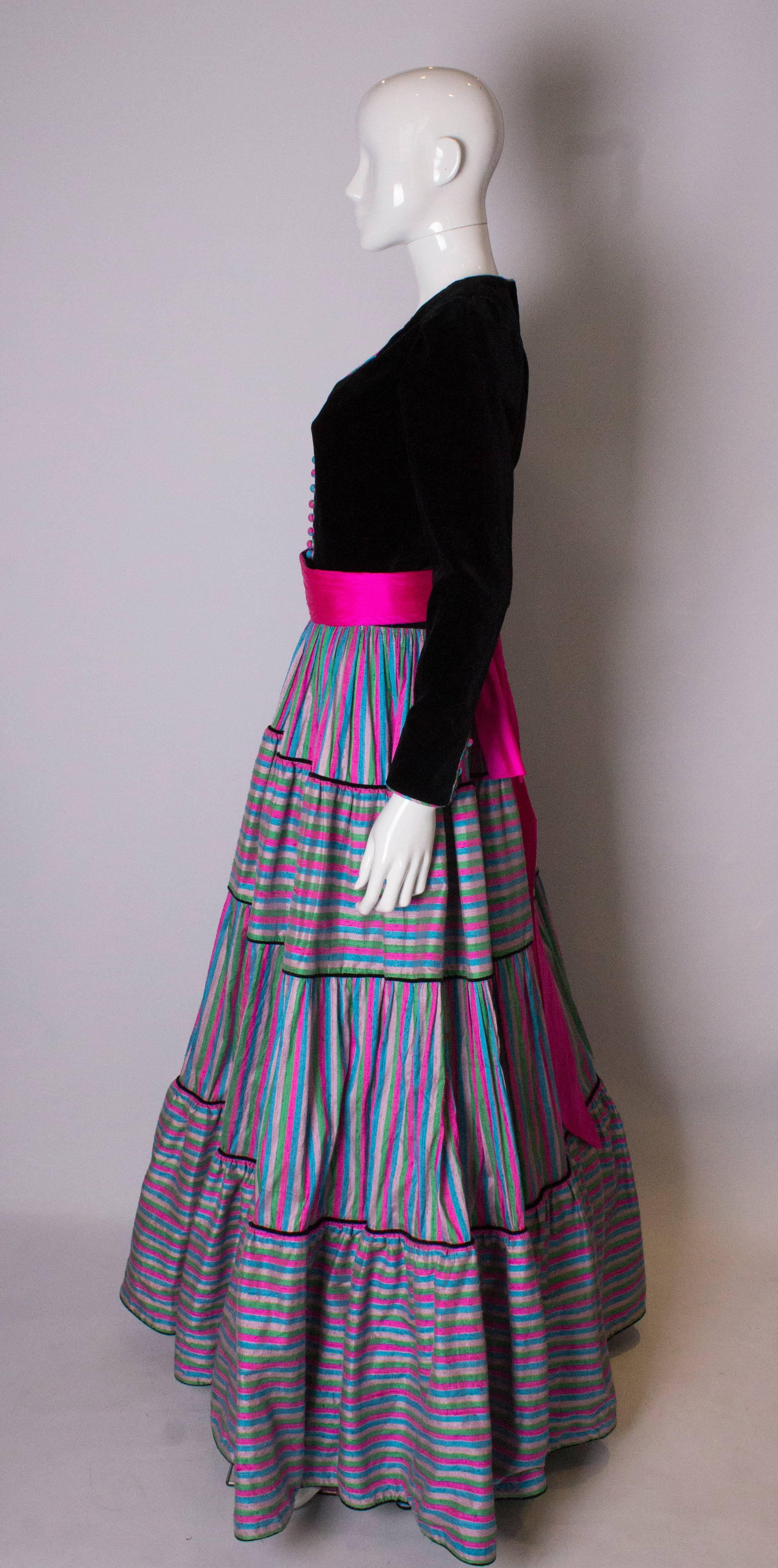 Vintage Velvet and Silk Gown by Regamus London For Sale 1