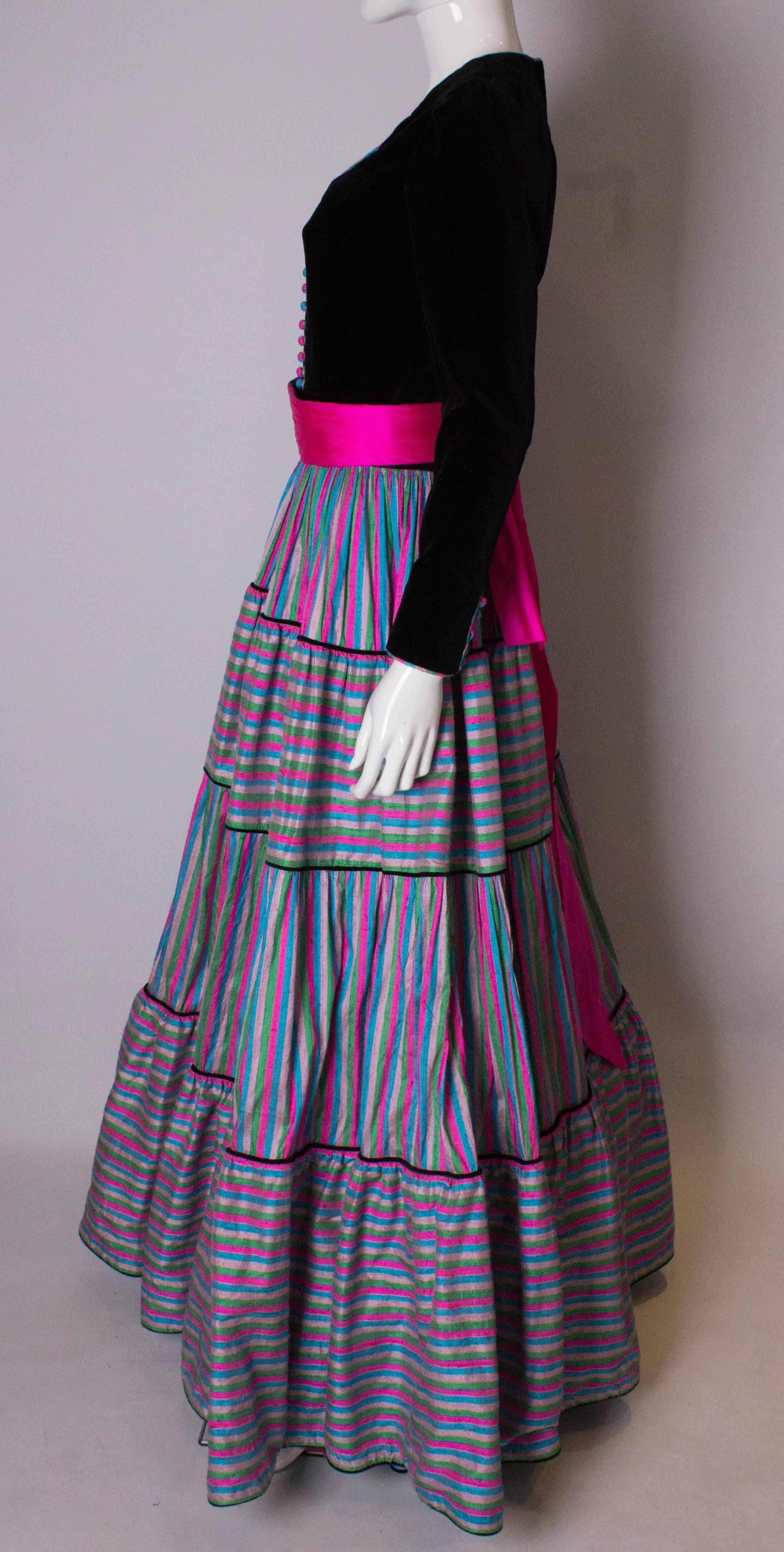 Vintage Velvet and Silk Gown by Regamus London For Sale 2