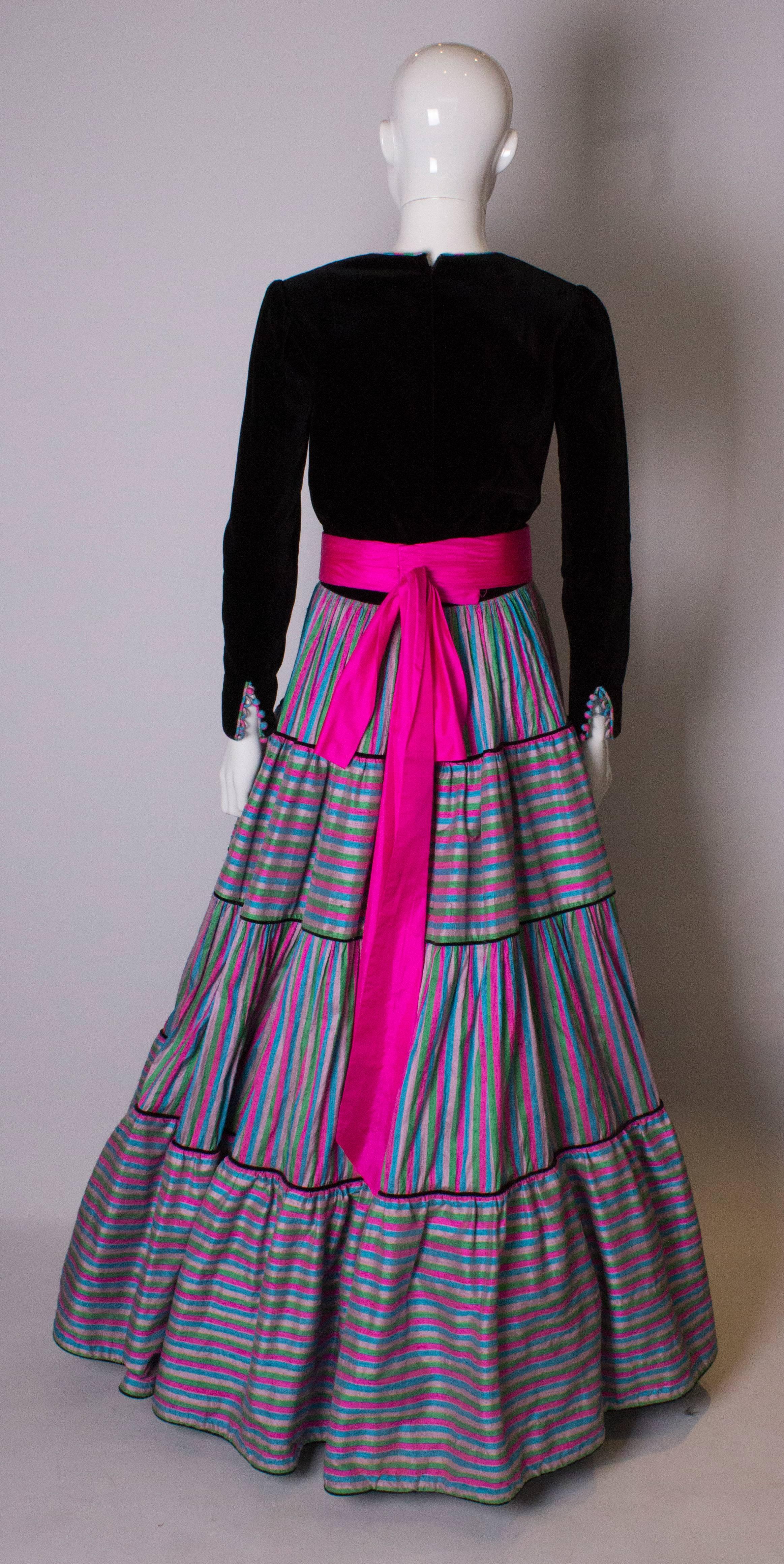 Vintage Velvet and Silk Gown by Regamus London For Sale 3
