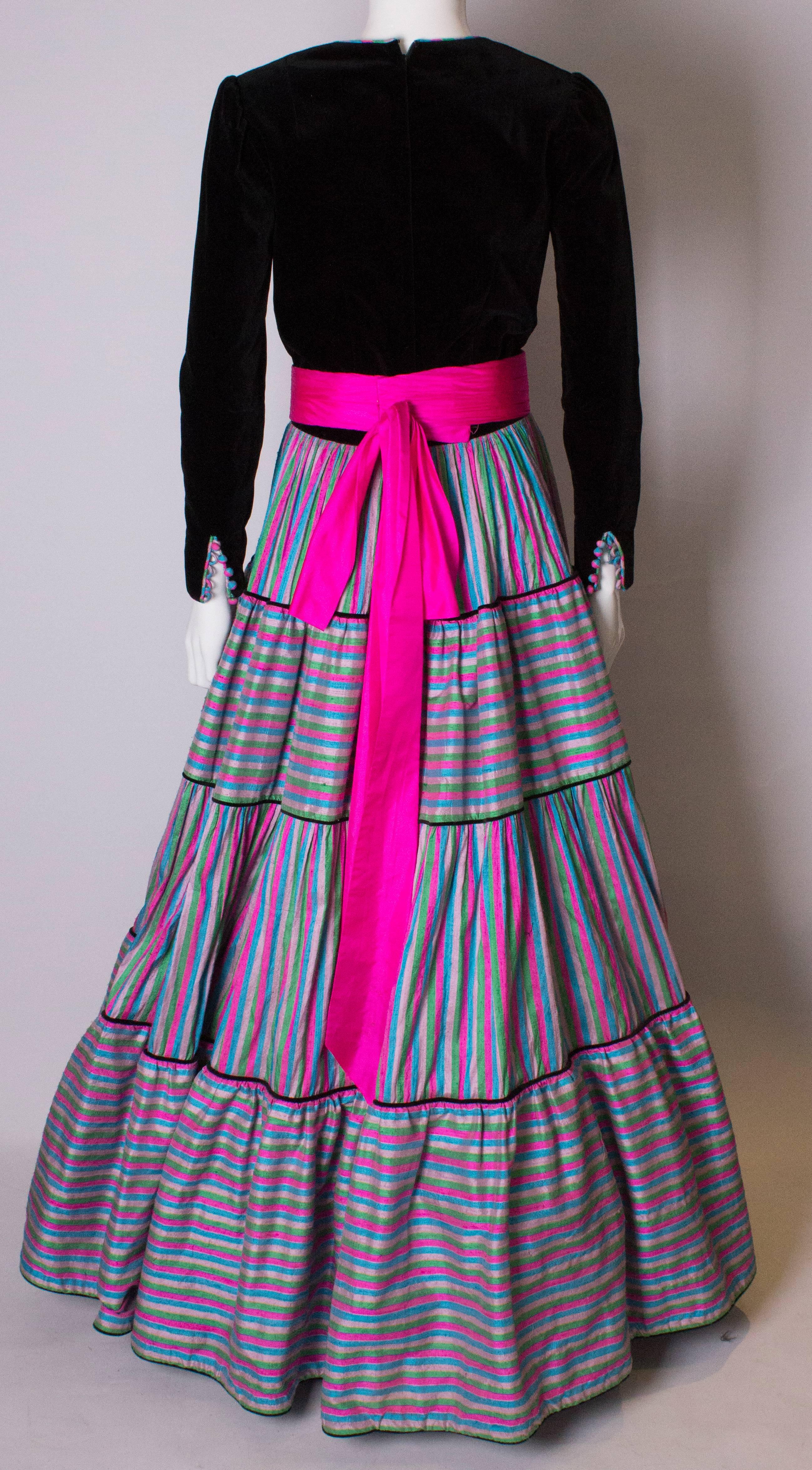 Vintage Velvet and Silk Gown by Regamus London For Sale 4