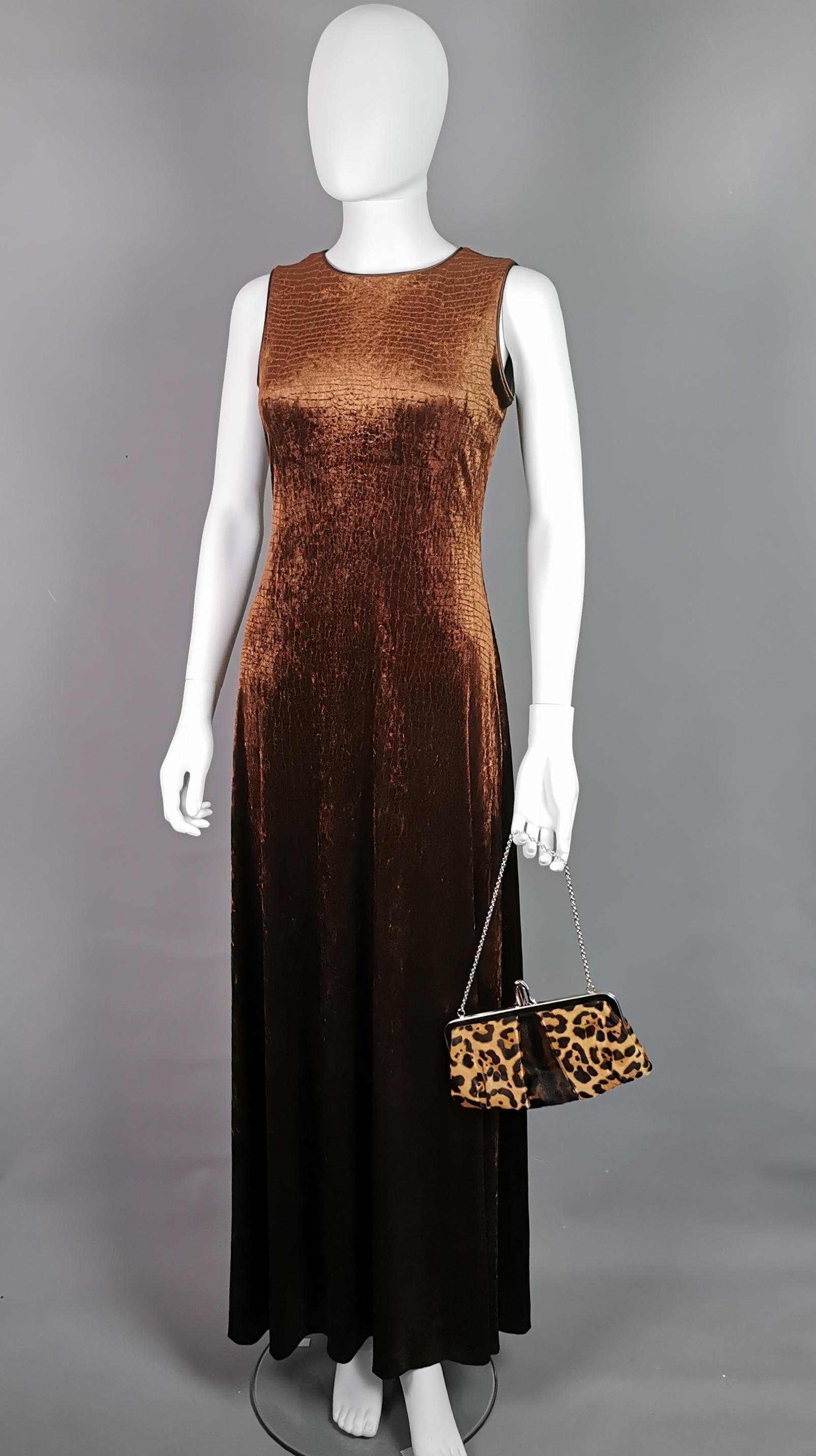 Vintage velvet animal print maxi dress, Huey Waltzer for Neiman Marcus  6