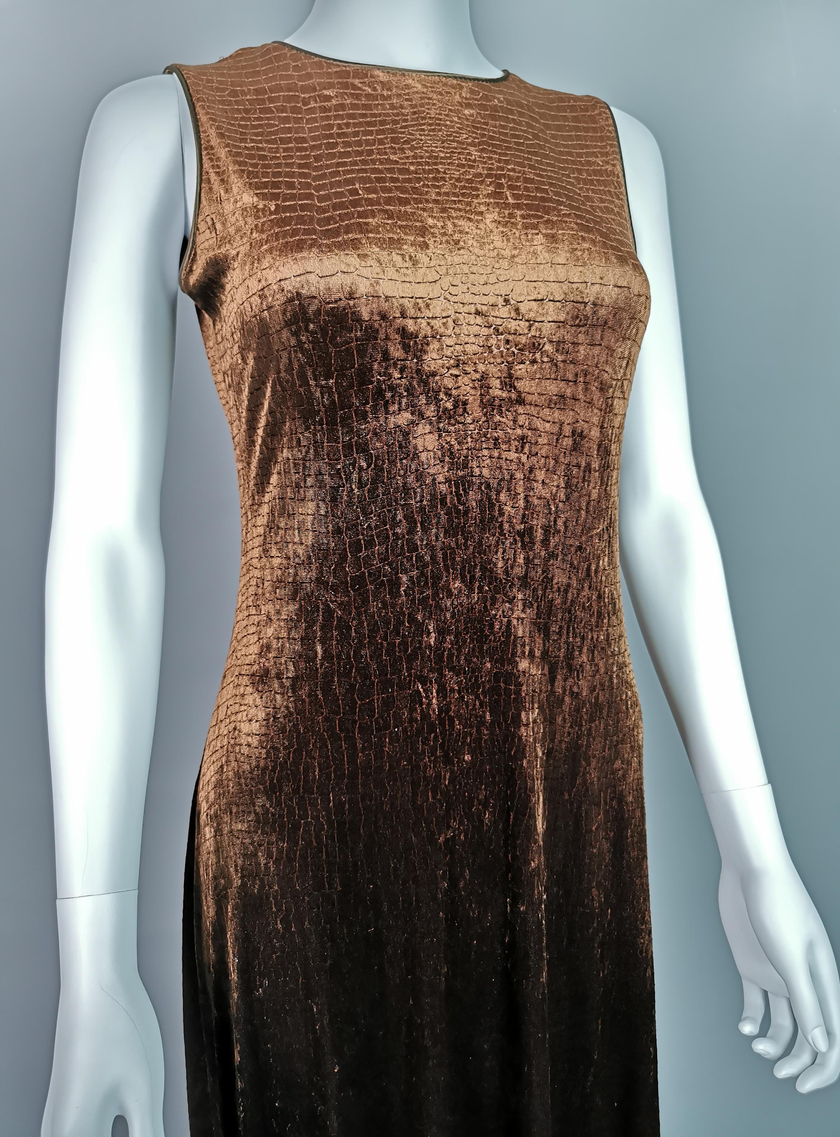 Women's Vintage velvet animal print maxi dress, Huey Waltzer for Neiman Marcus 