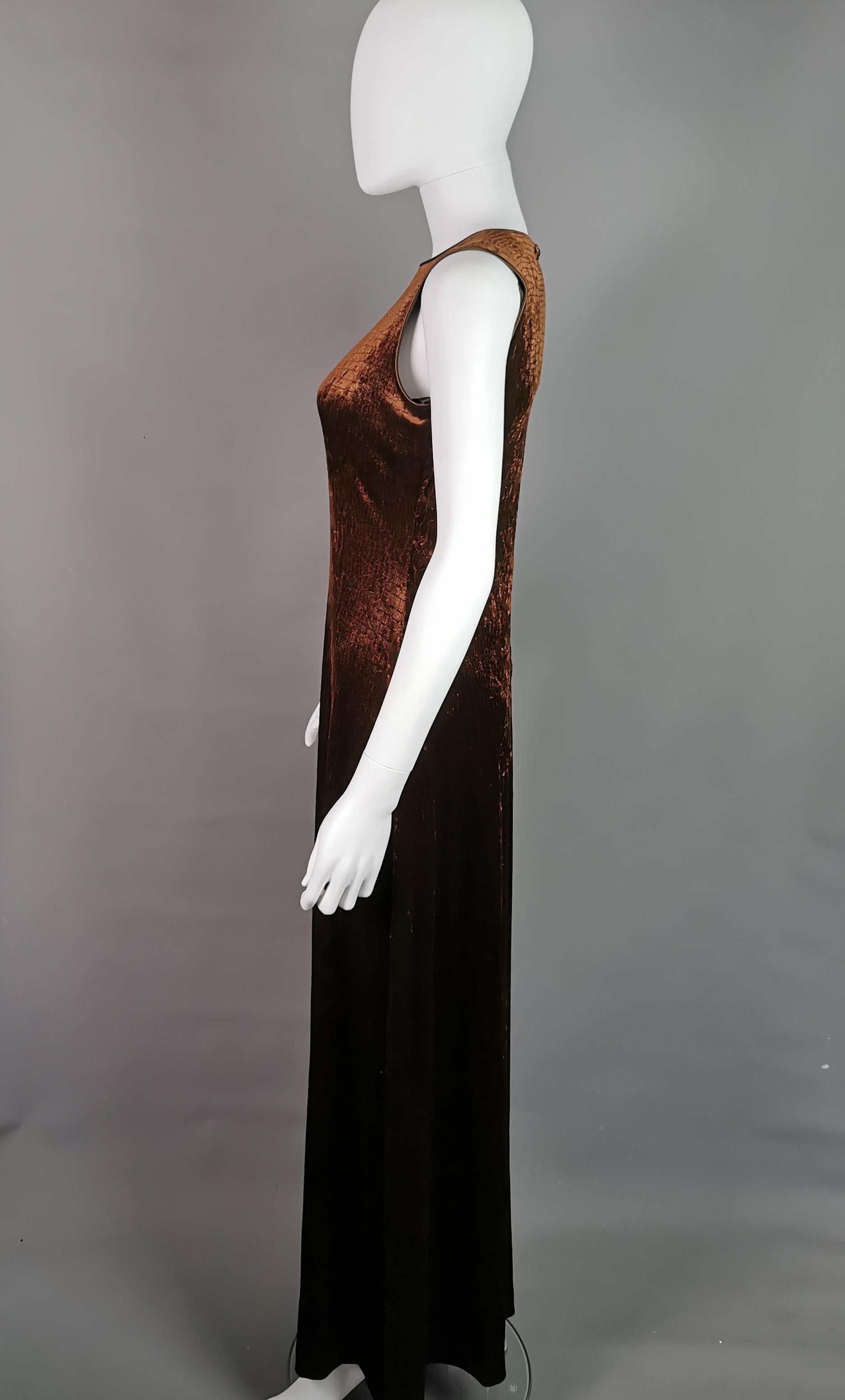 Vintage velvet animal print maxi dress, Huey Waltzer for Neiman Marcus  1