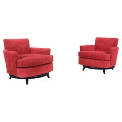 Vintage Velvet "Barrel" Swivel Lounge Chairs