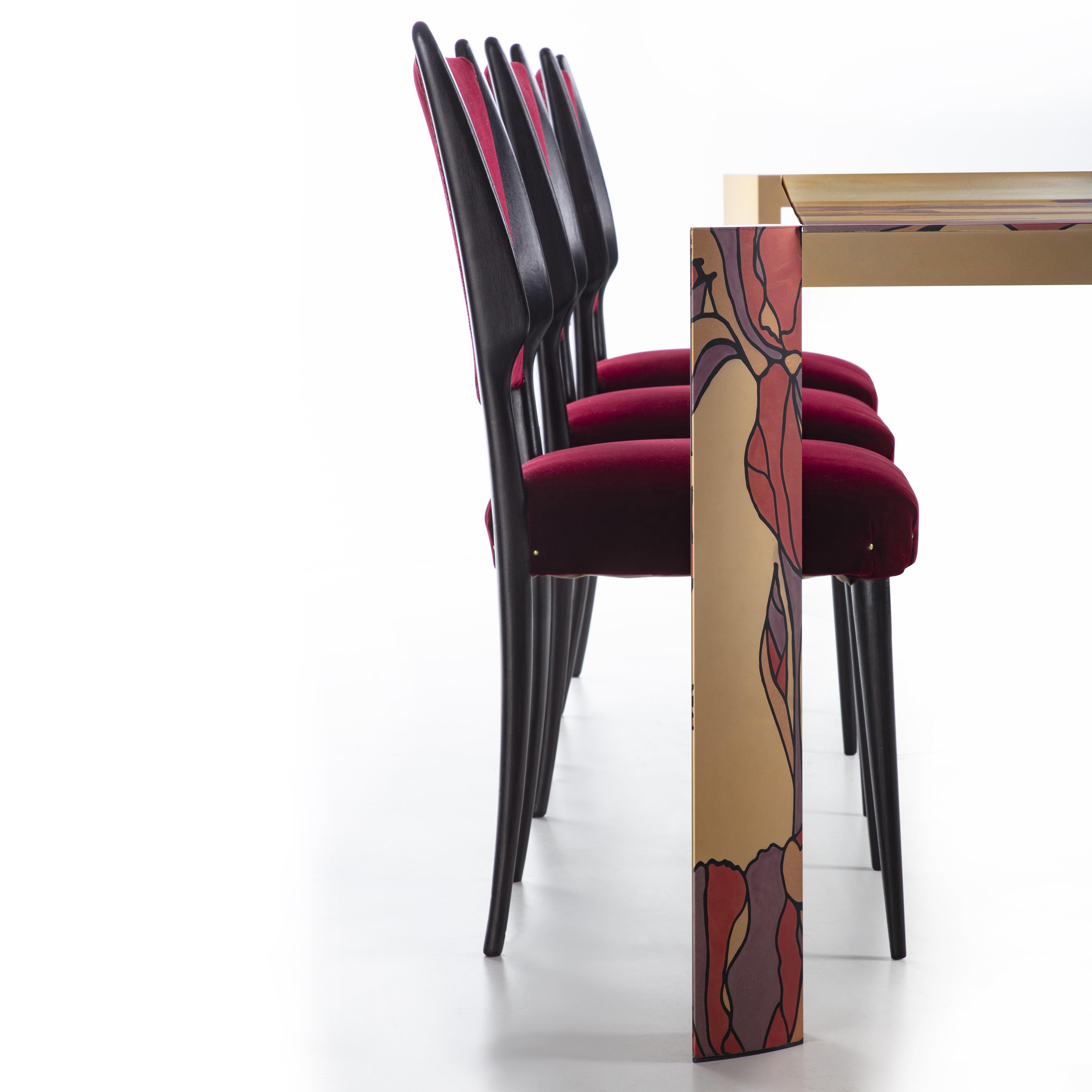 Italian Vintage Velvet Chair Bordeaux Red Black Wood For Sale