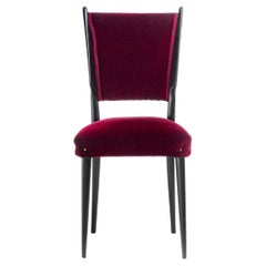 Chaise vintage en velours rouge bordeaux noir Wood