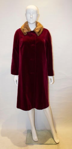 Vintage Velvet Coat with Mink Collar