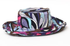 Emilio Pucci Multi Color Purple, Pink, Turquoise, Brown Velvet Hat Vintage