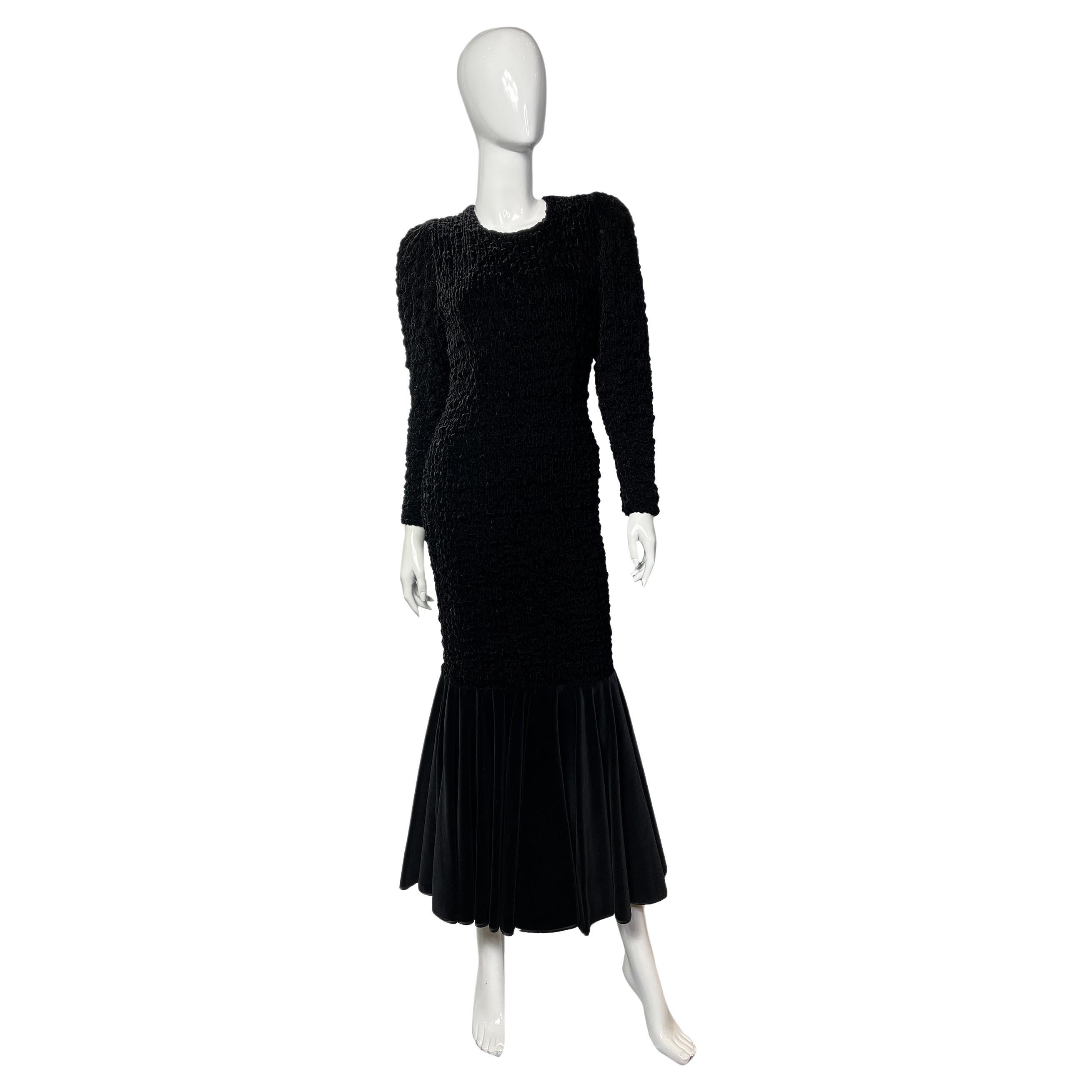 Vintage Velvet Evening Dress, 1980s For Sale