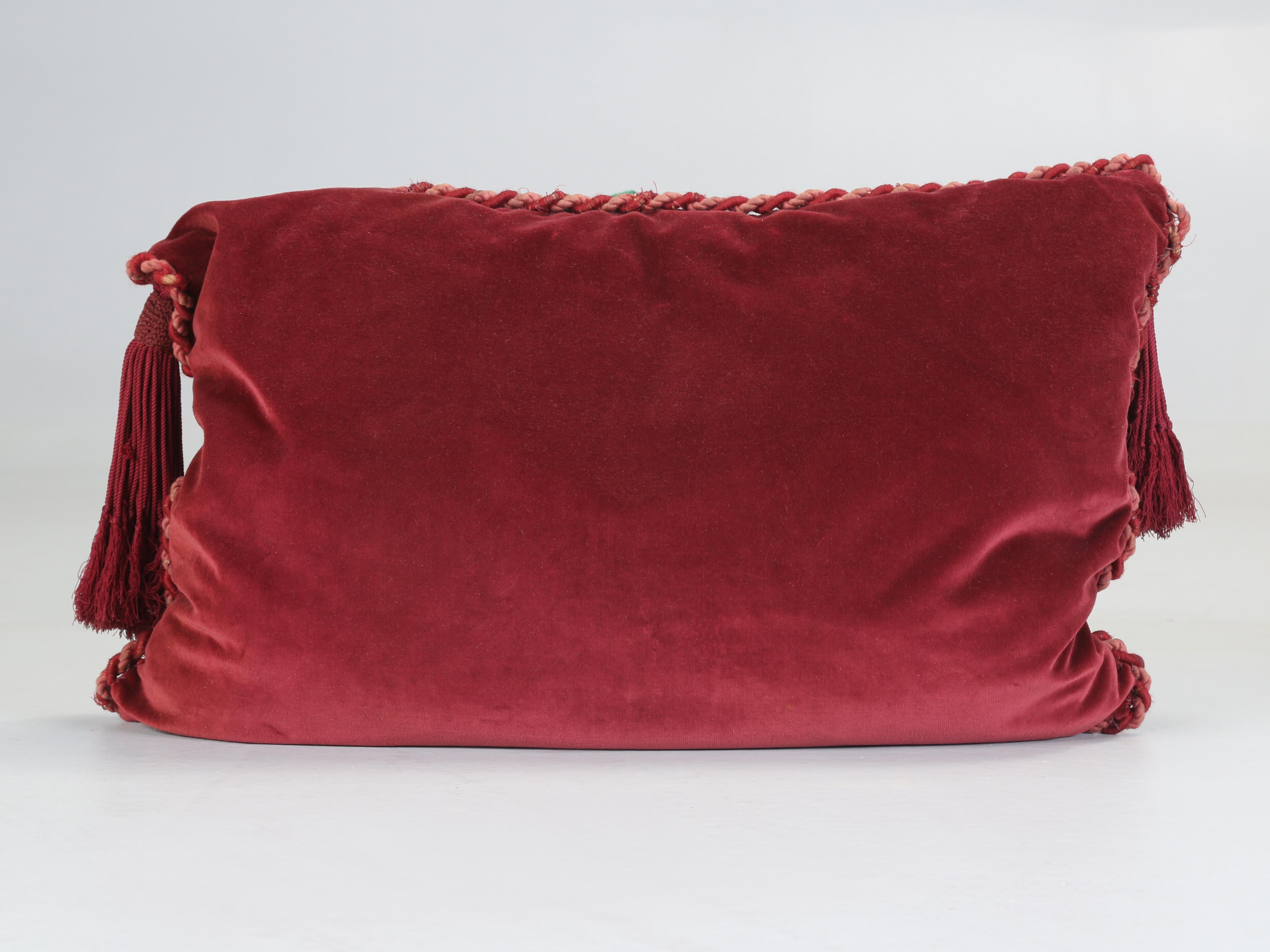 Vintage Velvet Fruit Motif Pillow Hand-Made in England For Sale 6
