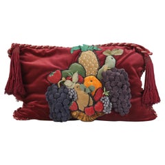 Cuscino in velluto vintage con motivo di frutta fatto a mano in Inghilterra