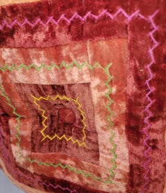 Vintage Velvet Log Cabin Ottoman