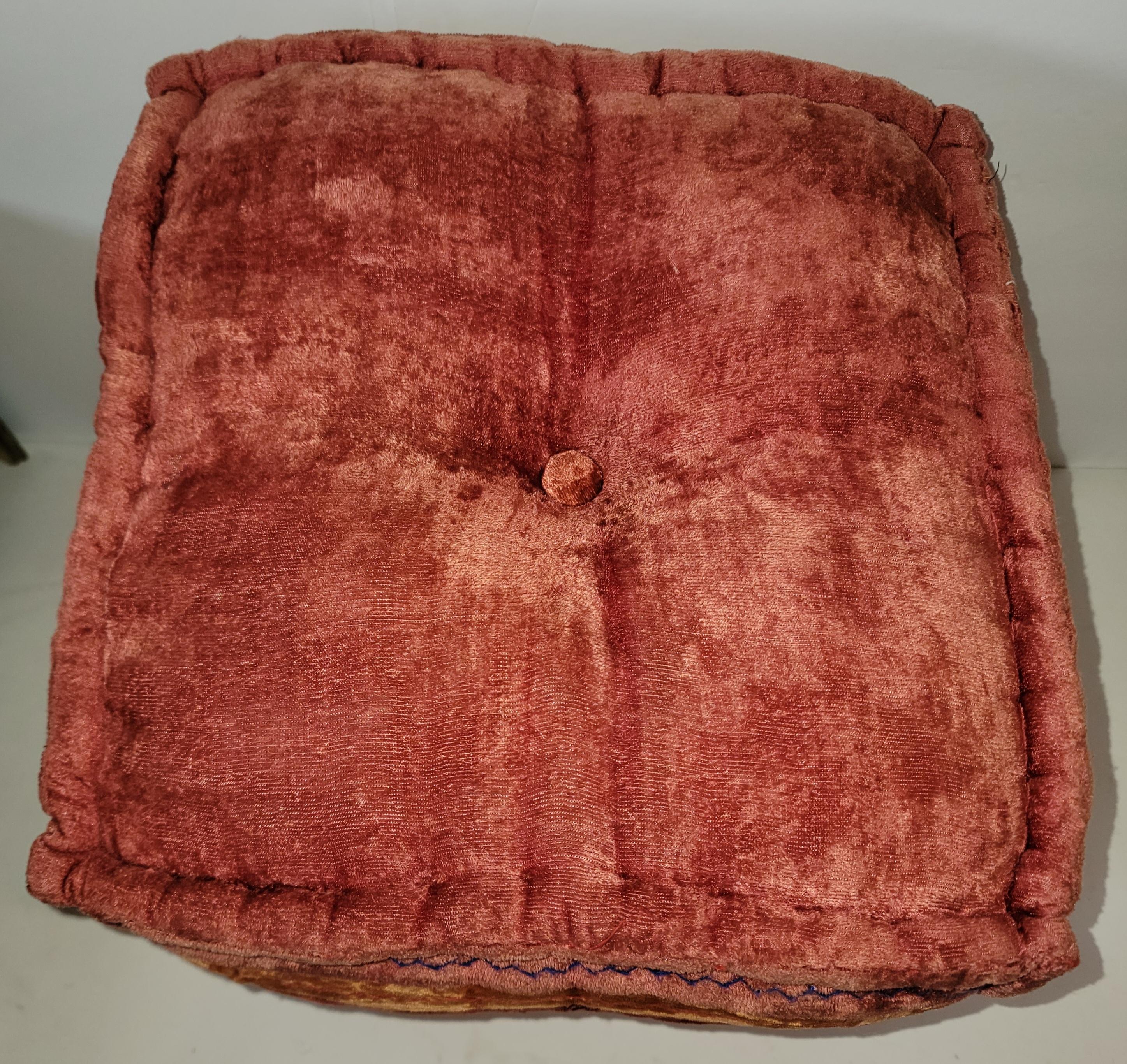 Adirondack Vintage Velvet Log Cabin Ottoman For Sale