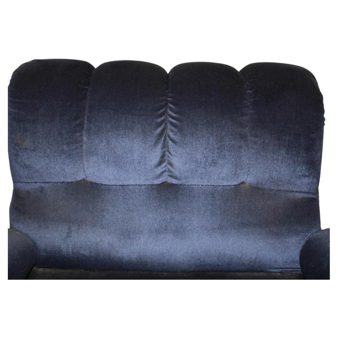 Midcentury Modern Blue Velvet Armchairs, Set of Two, Italy 1980s For Sale 6