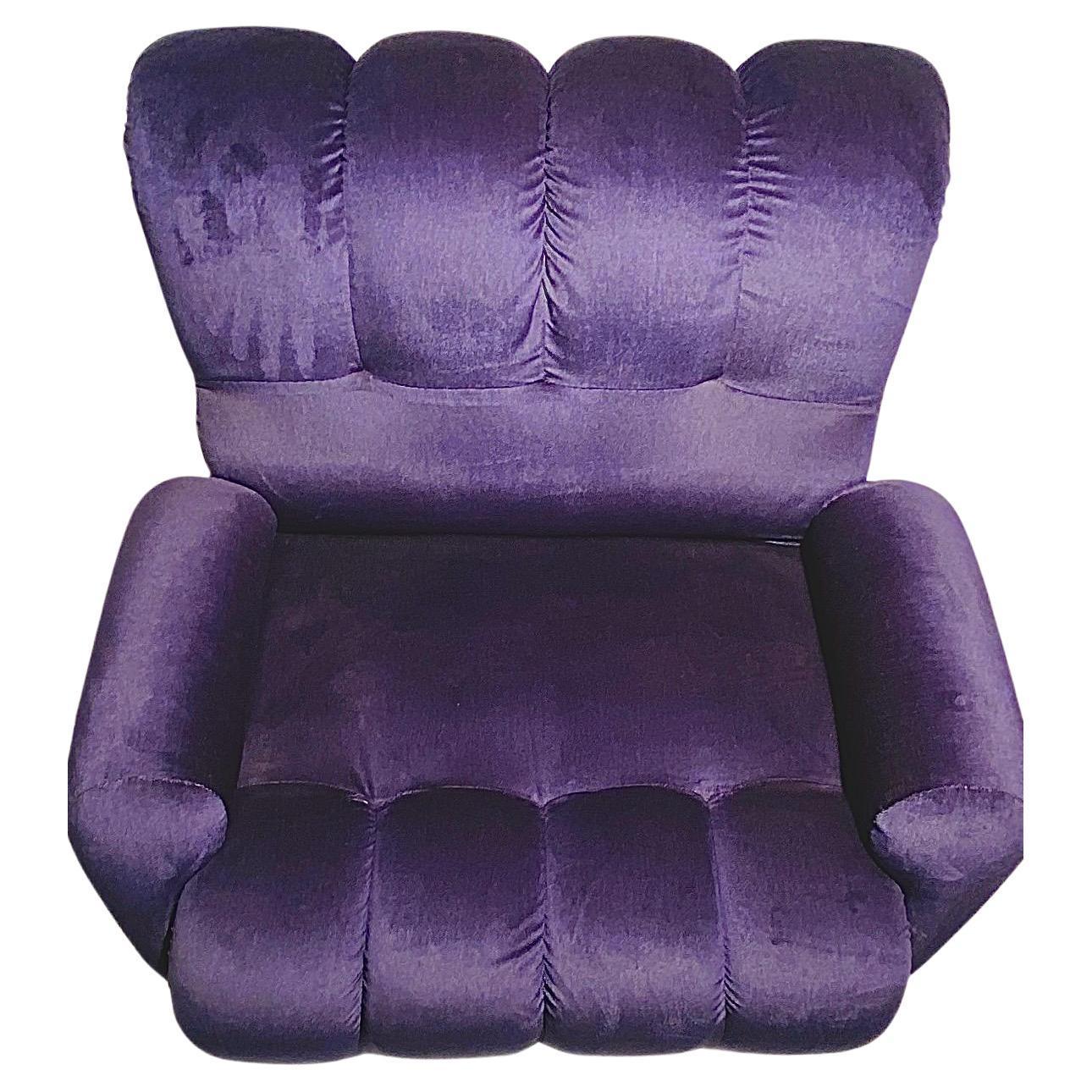 Midcentury Modern Blue Velvet Armchairs, Set of Two, Italy 1980s For Sale 8