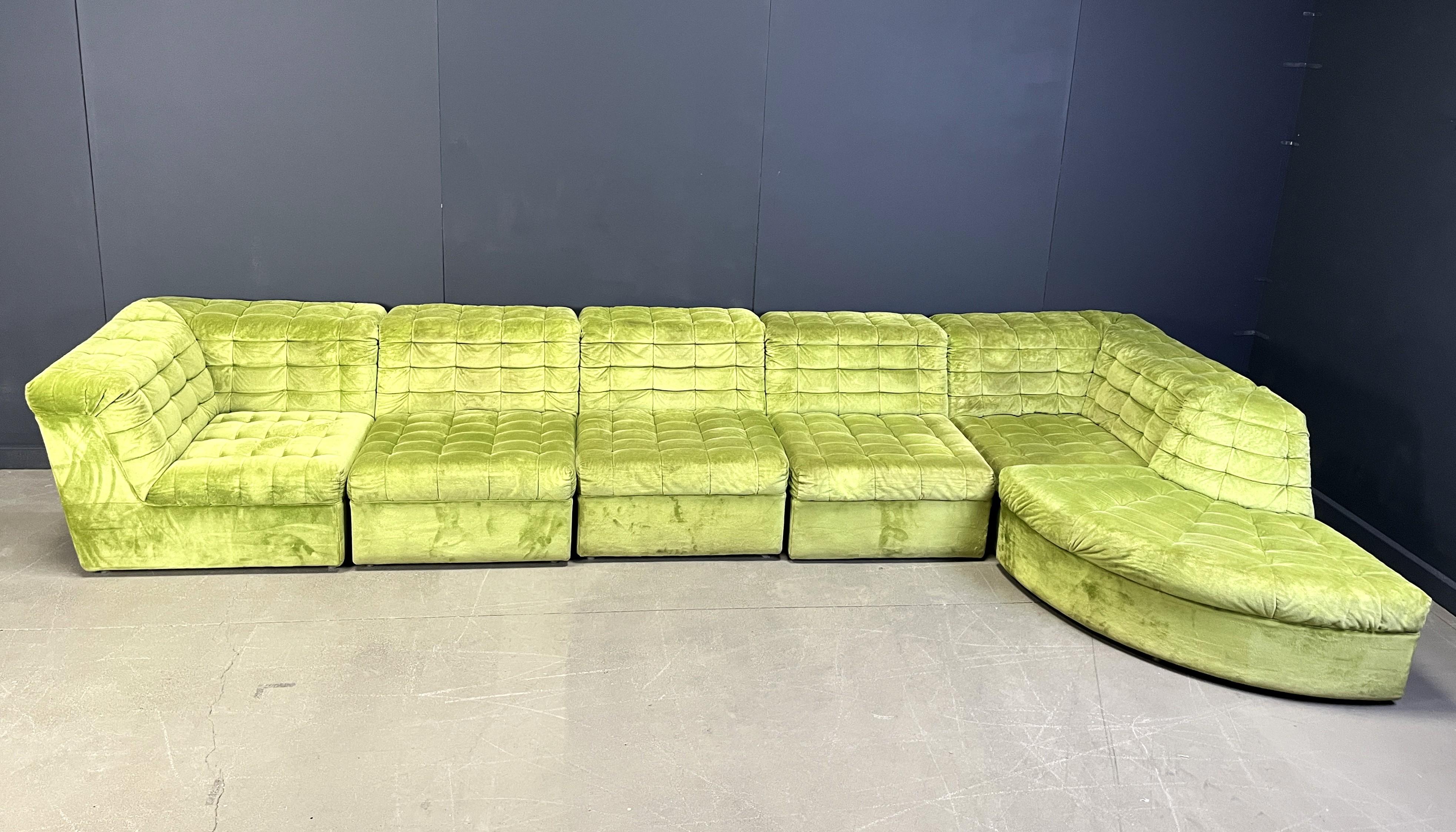 Vintage velvet modular sofa by Laauser, 1970s For Sale 3