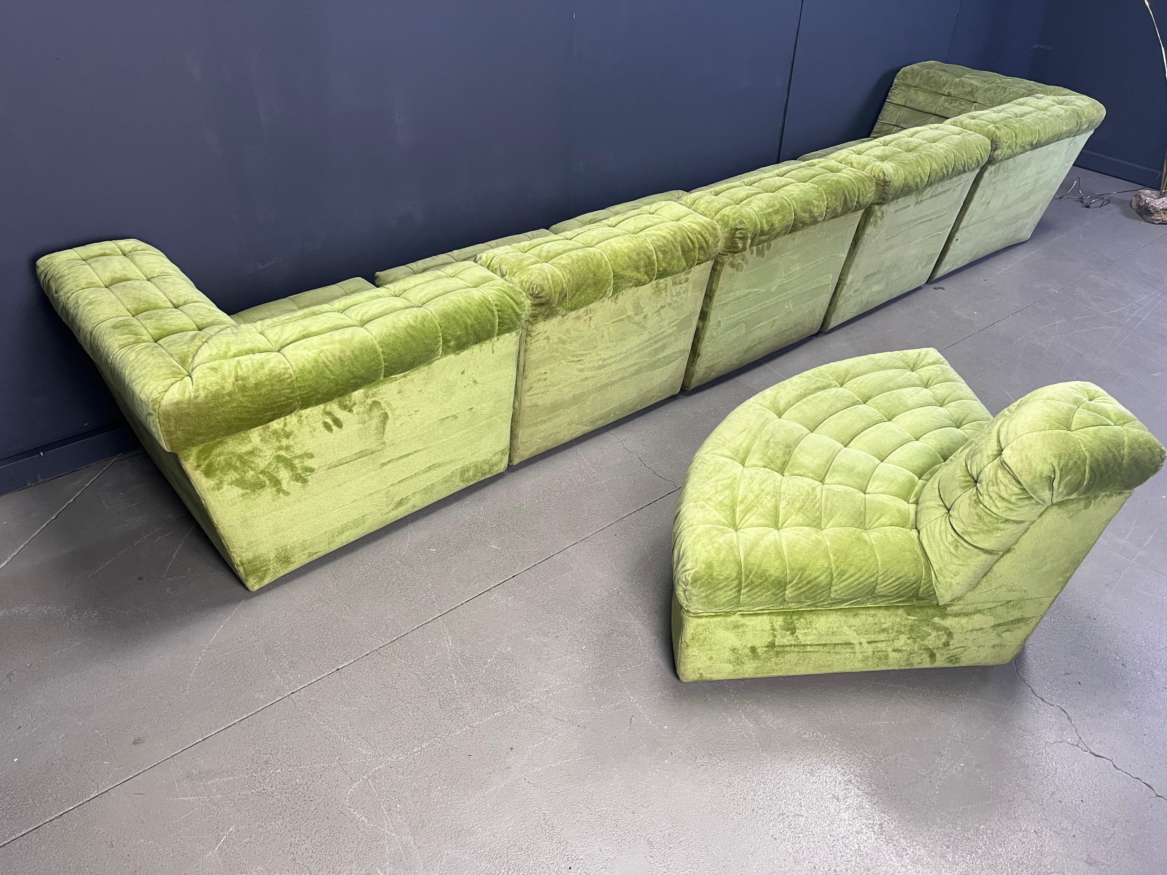 Mid-Century Modern Vintage velvet modular sofa by Laauser, 1970s For Sale