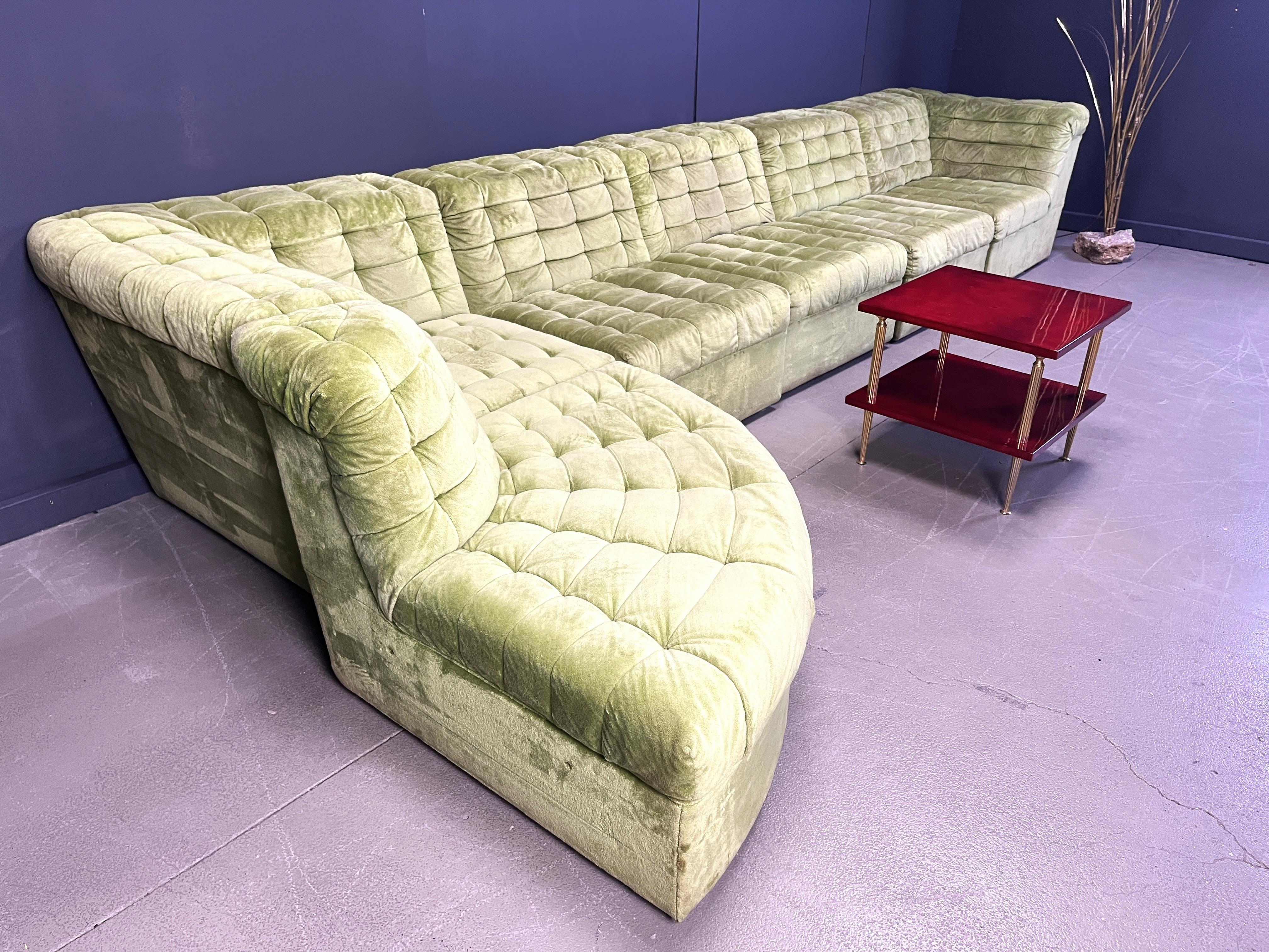 Late 20th Century Vintage velvet modular sofa by Laauser, 1970s For Sale