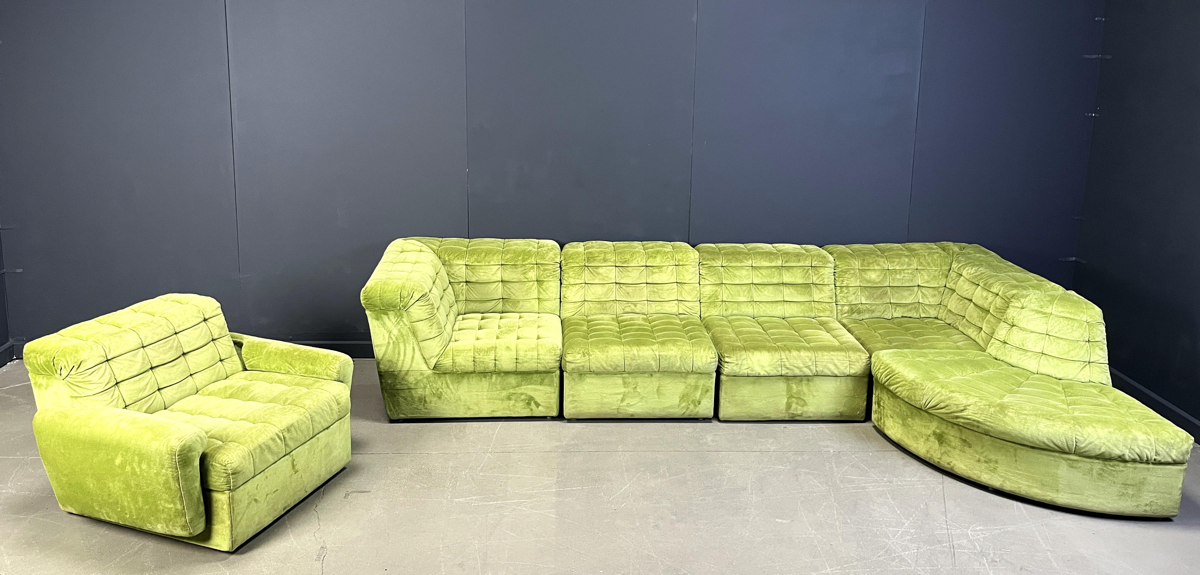 Velvet Vintage velvet modular sofa by Laauser, 1970s For Sale