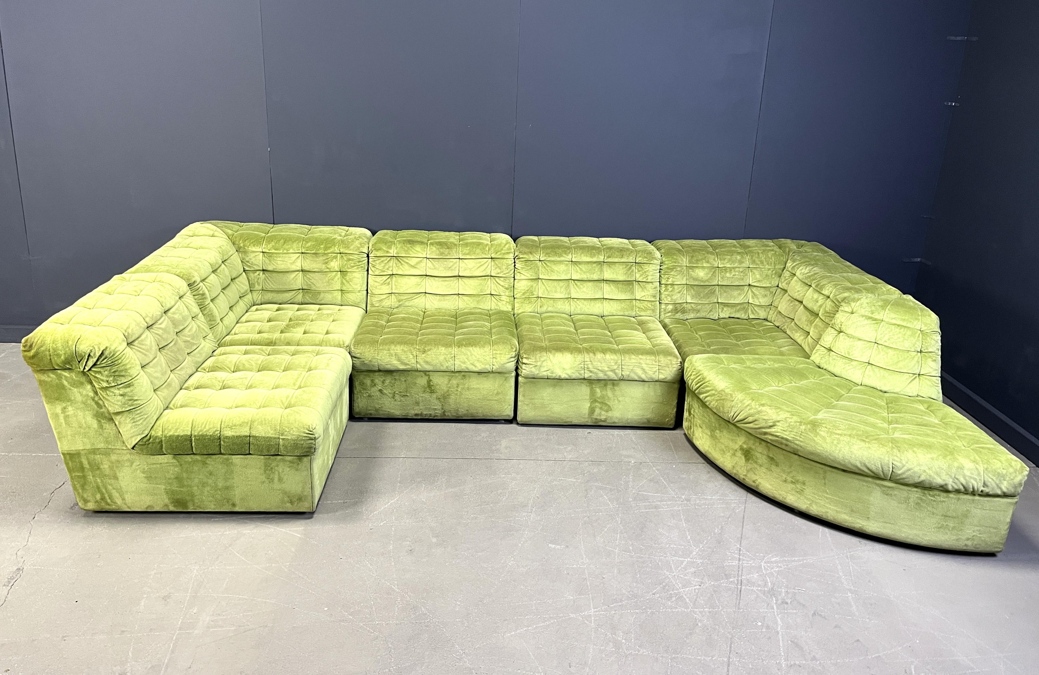 Vintage velvet modular sofa by Laauser, 1970s For Sale 1