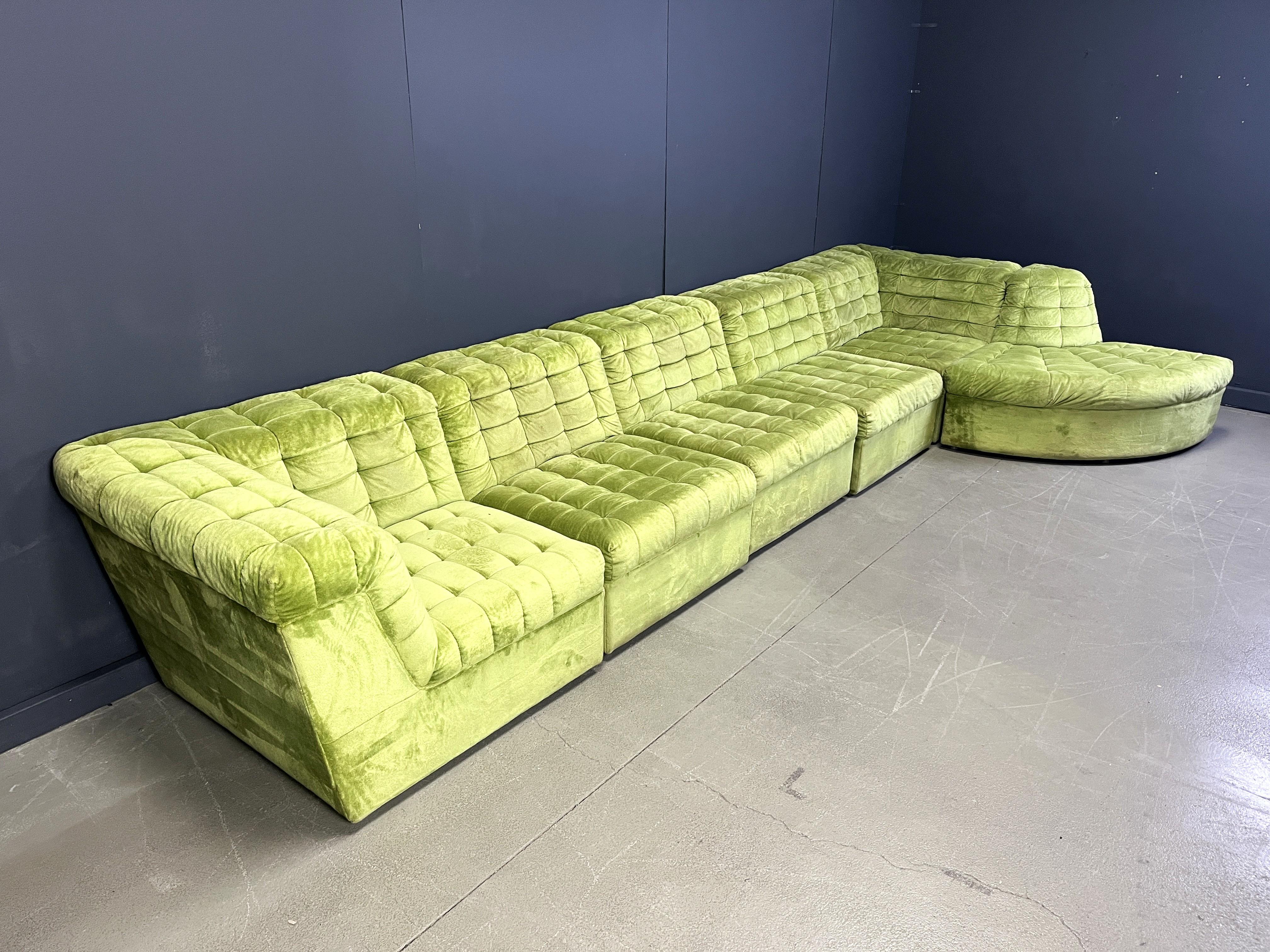 Vintage velvet modular sofa by Laauser, 1970s For Sale 2