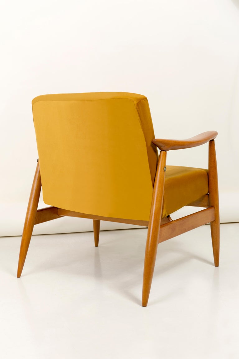 Vintage Velvet Mustard Yellow Pantone Armchair, 1960s For Sale at 1stDibs