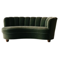 Vintage Velvet Settee From Denmark, Circa 1960