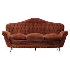 Vintage Velvet Settee From France, Circa 1960