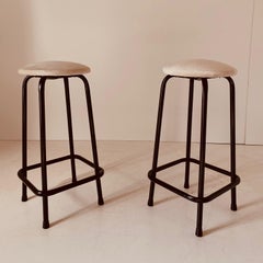 Vintage Velvet Stools Set of Two, Industrial Design, Italy, 1960s