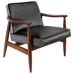 Ultra-Schwarzer Pantone-Sessel aus Samt, 1960er Jahre