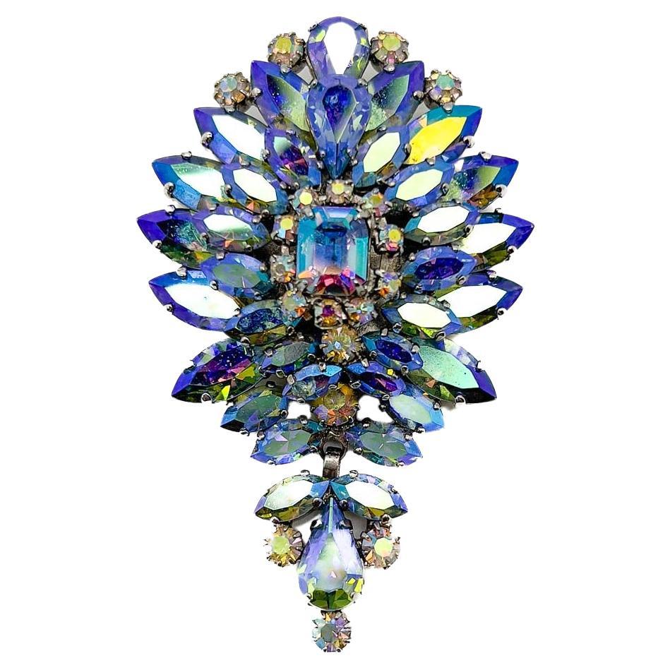 Vintage Vendome Aurora Crystal  Cascade Brooch 1950s