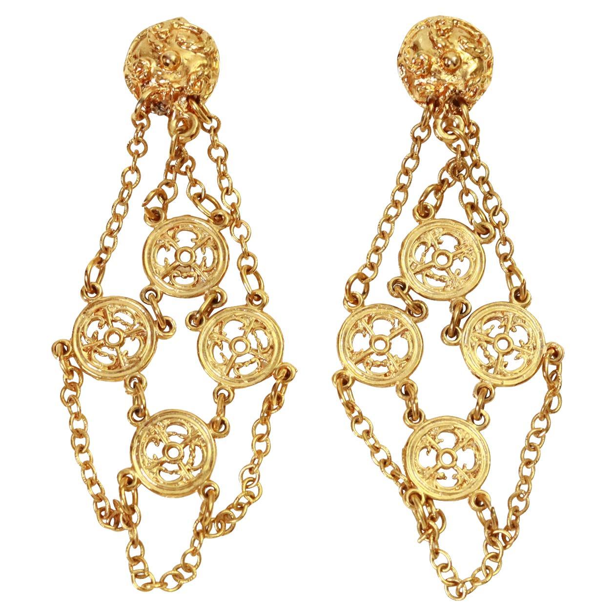 Vintage Vendome Dangling Coin Earrings, circa 1980s For Sale