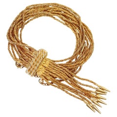 Bracelet vintage Vendome à 10 maillons en or avec pièces pendantes (années 1960)