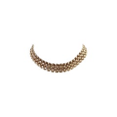 Vintage Vendome Gold-Tone Basket Weave Choker Necklace, Circa 1980s