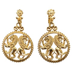 Boucles d'oreilles double lion vintage Vendome, circa 1970