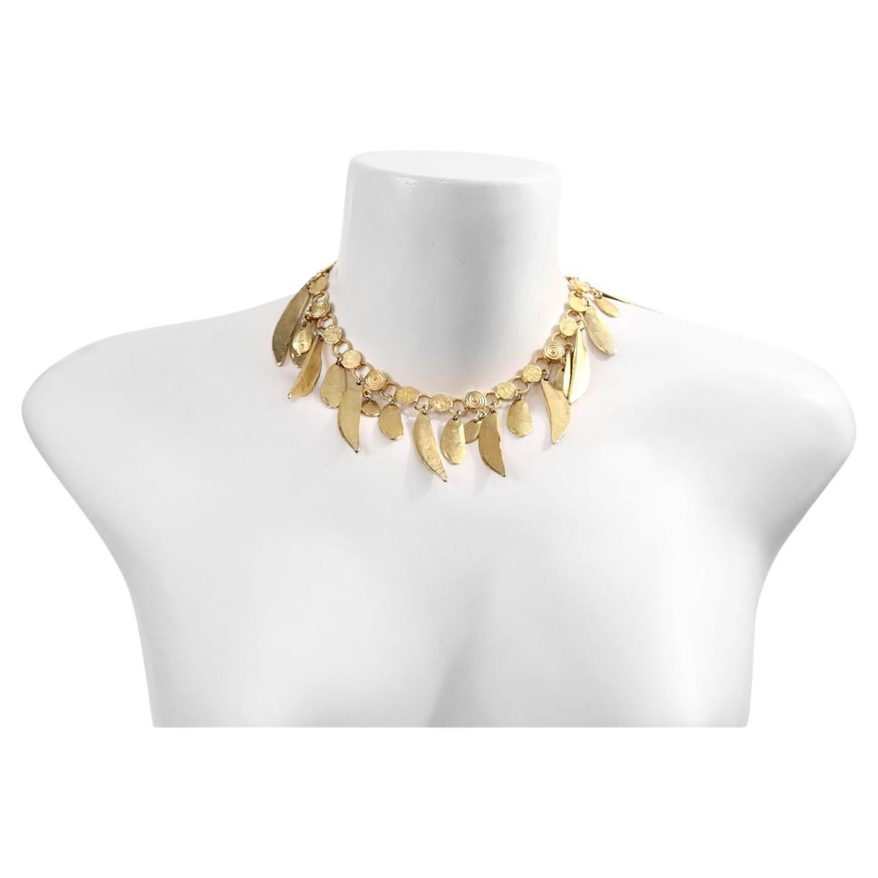 Vintage Vendome Gold Tone Dangling Pieces Choker Necklace, circa 1980s