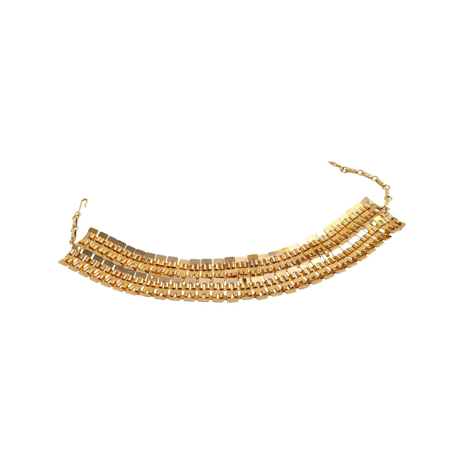 Women's or Men's Vintage Vendome Gold Tone Double Link Choker, circa 1980s